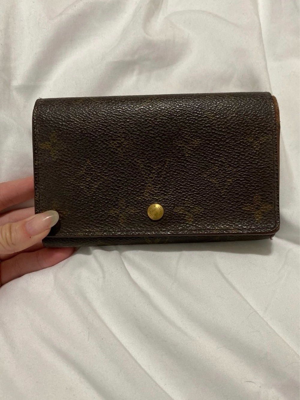 Louis Vuitton Brown Monogram Wallet with Gold Snap